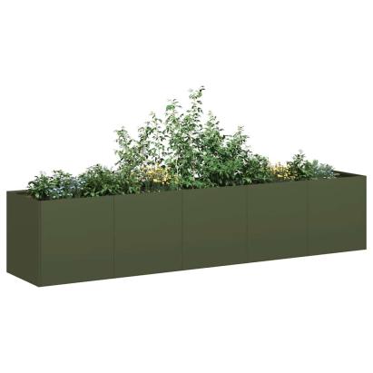 Jardinieră verde măsline 200x40x40 cm oțel laminat la rece GartenMobel Dekor