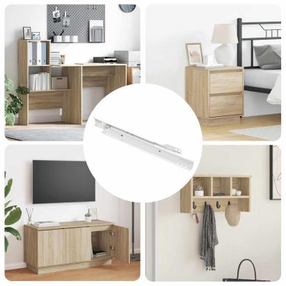 Glisieră de sertar 87 pcs Alb Oțel GartenMobel Dekor