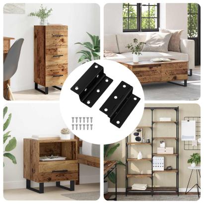 Hinge 2 pcs Negru 38 x 17 x 60 mm Fier GartenMobel Dekor