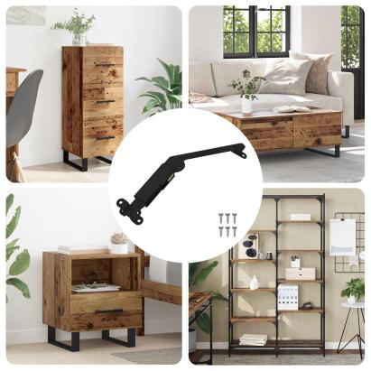 Hingă cu suport pentru capac 12 pcs Negru 192 x 32 x 50 mm Oțel GartenMobel Dekor