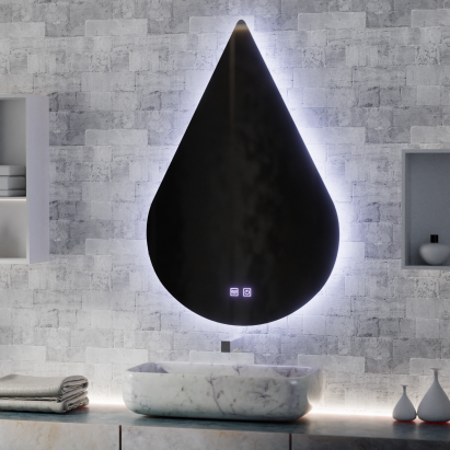 Oglinda LED Touch River Sistem Dezaburire 80X120cm, Forma de Picatura. ModernLight Concept