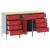 Dulap de lucru cu sertar 3 pcs Roșu și gri 150 x 55 x 85 cm GartenMobel Dekor