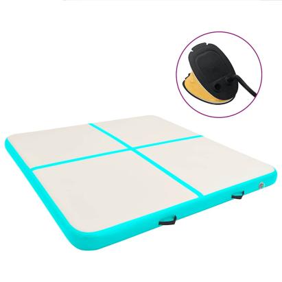 Saltea gimnastică gonflabilă cu pompă verde 200x200x10 cm PVC GartenMobel Dekor