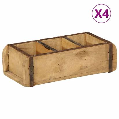Tavă 4 pcs Maro 30 x 14 x 9 cm Lemn recuperat masiv GartenMobel Dekor