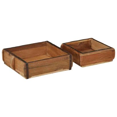 Tavă 2 pcs Maro 29 x 31 x 10 cm Lemn recuperat masiv GartenMobel Dekor