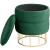 Taburet tapitat rotund Elza cu spatiu de depozitare, velur, 37x37x42 cm, verde smarald Household NewTrend
