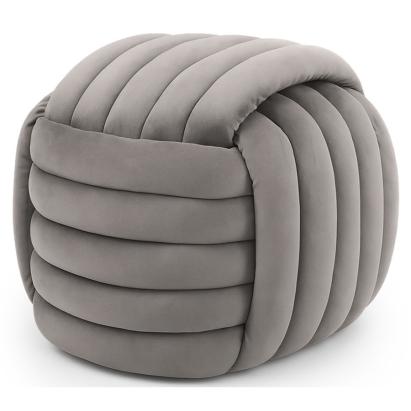 Taburet tapitat Nilo, velur, 53x50x43 cm, gri deschis Household NewTrend