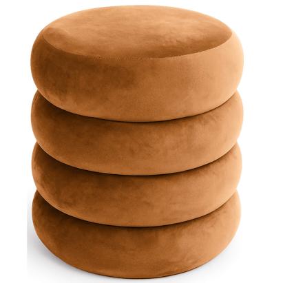 Taburet tapitat Snuggo cu spatiu de depozitare, velur, diametru 42 cm, inaltime 45 cm, portocaliu Household NewTrend