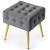 Taburet tapitat Quadra, velur, cu picioare metalice, 40x40x42 cm, gri Household NewTrend