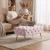 Taburet Madrid, tapitat cu catifea, tip banca, cu picioare metalice, 80x42x41 cm, roz pudra Household NewTrend