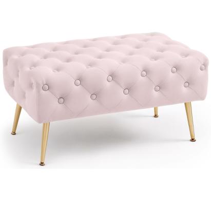 Taburet Madrid, tapitat cu catifea, tip banca, cu picioare metalice, 80x42x41 cm, roz pudra Household NewTrend
