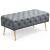 Taburet Monaco, tapitat cu catifea, tip banca, cu picioare metalice, 100x42x41 cm, gri Household NewTrend