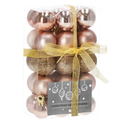Set globuri de Craciun, 30 bucati, 3 modele, 3cm, roz auriu Household NewTrend