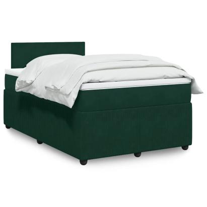 Pat box spring cu saltea, verde închis, 120x190 cm, catifea GartenMobel Dekor