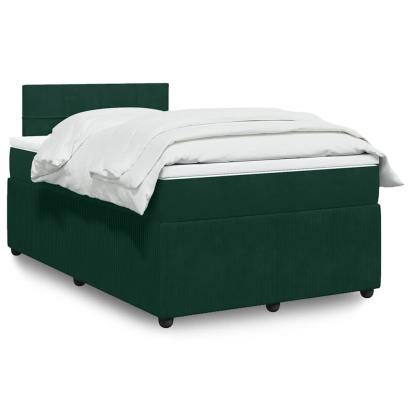 Pat box spring cu saltea, verde închis, 120x190 cm, catifea GartenMobel Dekor
