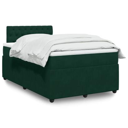 Pat box spring cu saltea, verde închis, 120x190 cm, catifea GartenMobel Dekor