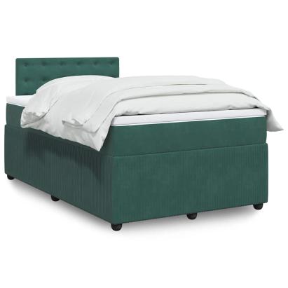 Pat box spring cu saltea, verde închis, 120x190 cm, catifea GartenMobel Dekor