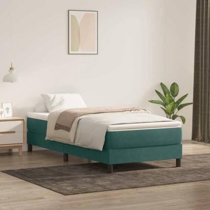 Pat box spring cu saltea, verde închis, 80x210 cm, catifea GartenMobel Dekor