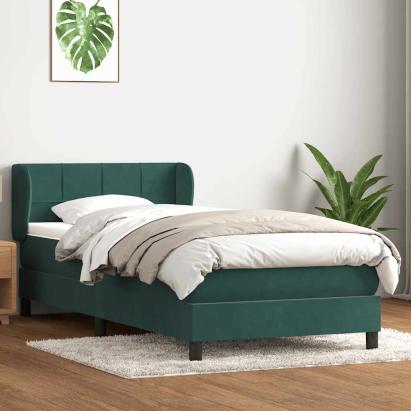 Pat box spring cu saltea, verde închis, 80x210 cm, catifea GartenMobel Dekor