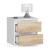 Noptiera cu 2 sertare, din PAL laminat, 40x35x40 cm, alb si stejar sonoma Household NewTrend