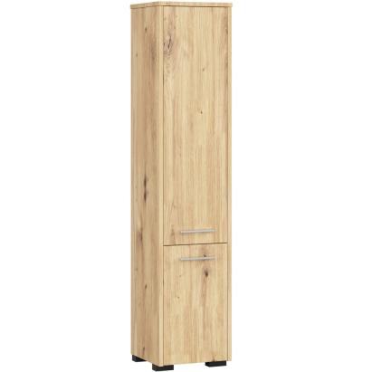 Dulap baie tip coloana cu 2 usi si 5 rafturi, PAL laminat, 30x30x140 cm, stejar artisan Household NewTrend