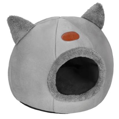 Patut pisici si caini, moale si pufos, antiderapant, perna detasabila, 37x31x36 cm, gri Household NewTrend