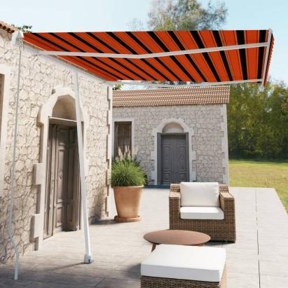 Copertină retractabilă manual, portocaliu/maro, 300x250 cm GartenMobel Dekor