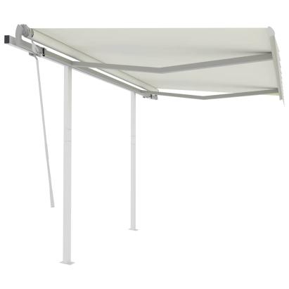 Copertină retractabilă manual cu stâlpi, crem, 3x2,5 m GartenMobel Dekor