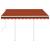 Copertină retractabilă manual cu stâlpi portocaliu/maro 3x2,5 m GartenMobel Dekor