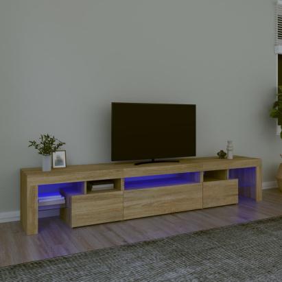 Comodă TV cu lumini LED, stejar sonoma, 215x36,5x40cm GartenMobel Dekor