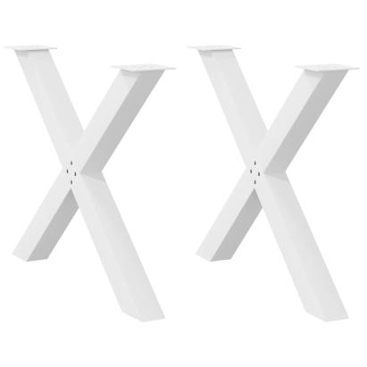 Picioare de masă în formă de X, 2 buc., alb, 90x(72-73) cm, oțel GartenMobel Dekor
