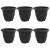 Ghiveci rotund pentru flori 6 pcs Negru Ø 26 x 21.5 cm Plastic GartenMobel Dekor