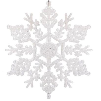 Decoratiune brad fulg de zapada, 13cm, alb cu sclipici Household NewTrend