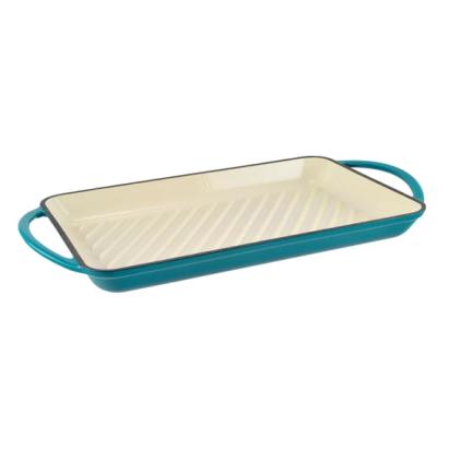 Tavă grill din fontă emailată 33×21,5 cm – turcoaz, cu mânere Handy KitchenServ
