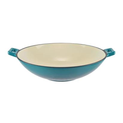 Wok din fontă emailată 37 cm, turcoaz – pentru inducție și cuptor Handy KitchenServ