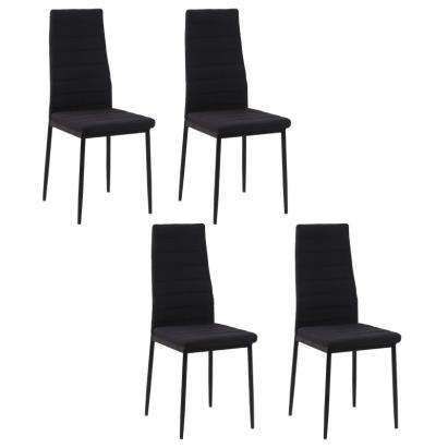 Set 4 scaune bucatarie/living, Tay, poliester, metal, negru, 41x50x97 cm GartenVIP DiyLine