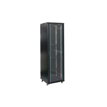 Rack 22U 600x1000, montare pe podea, usa din sticla, panouri laterale detasabile si securizate, dezasamblat, culoare negru RAL 9004, DATEUP NewTechnology Media