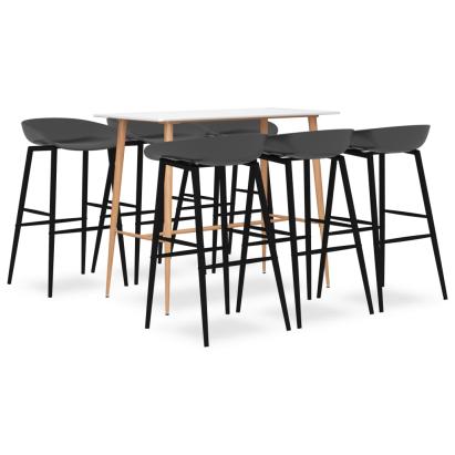 Set mobilier de bar, 7 piese, alb și gri GartenMobel Dekor