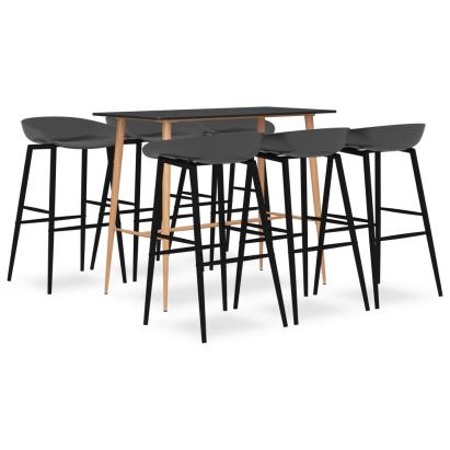 Set mobilier de bar, 7 piese, negru și gri GartenMobel Dekor