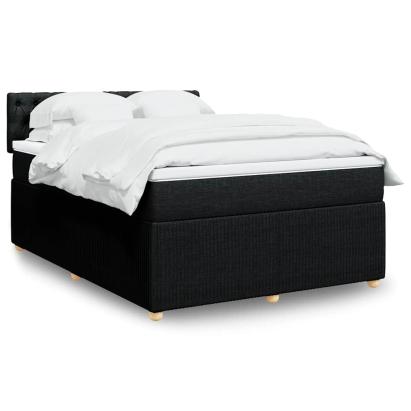 Pat box spring cu saltea, negru, 140x200 cm, textil GartenMobel Dekor