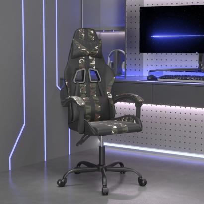 Scaun de gaming pivotant, negru și camuflaj, piele ecologică GartenMobel Dekor