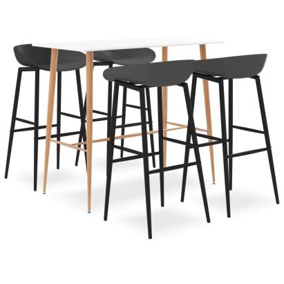 Set mobilier de bar, 5 piese, alb și gri GartenMobel Dekor