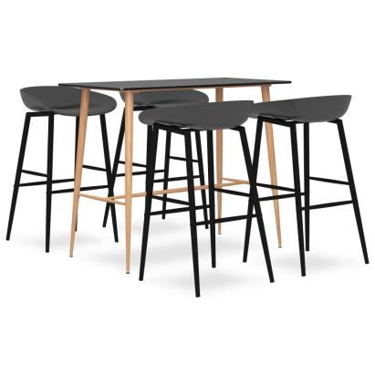 Set mobilier de bar, 5 piese, negru și gri GartenMobel Dekor