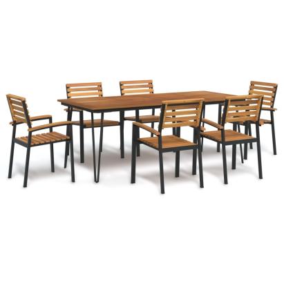 Set mobilier de grădină, 7 piese, lemn masiv de acacia și metal GartenMobel Dekor