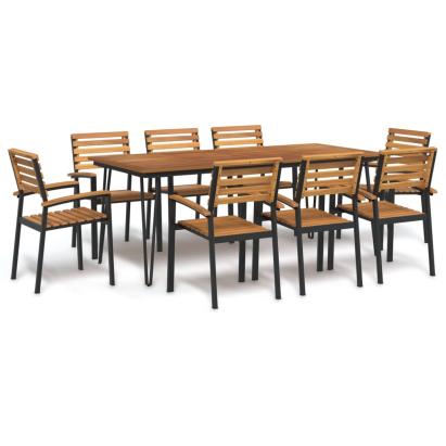 Set mobilier de grădină, 9 piese, lemn masiv de acacia și metal GartenMobel Dekor