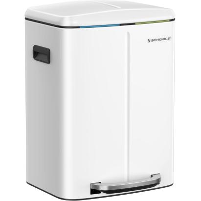 SONGMICS Cos de gunoi din inox cu 2 galeti interioare, colectare selectiva, 2x20 litri, alb Household NewTrend
