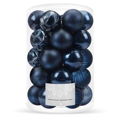 Set globuri de Craciun, 30 bucati, 6 modele, 8cm, albastru inchis Household NewTrend