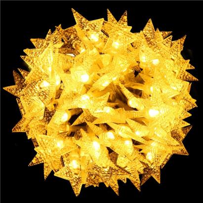 (DL) Instalatie stelute luminoase pentru gradina, 5 metri, 50 LED-uri, cu baterii, galben Household NewTrend