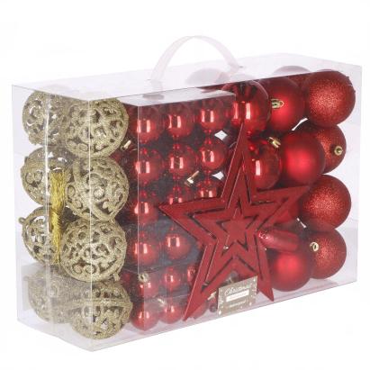 Set globuri de Craciun, 100 bucati, 3-6cm, rosu auriu Household NewTrend