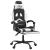 Scaun gaming pivotant/suport picioare negru/alb piele eco GartenMobel Dekor